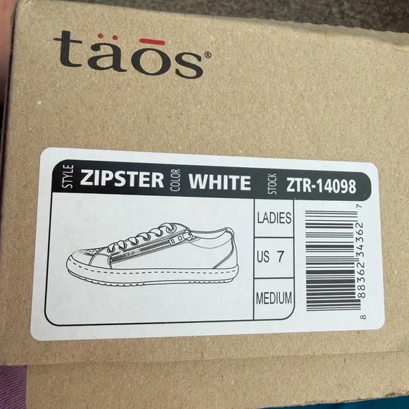 Taos Footwear Women's Zipster White Sneaker ZTR-14098 Size 7 - Picture 4 of 4
